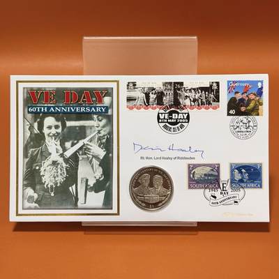 ＜星葵钱币社＞散币克朗场第68期·1月23日发货 - 〈邮币封·签名版〉维尔京群岛2005年欧洲胜利日60周年1元克朗型纪念币