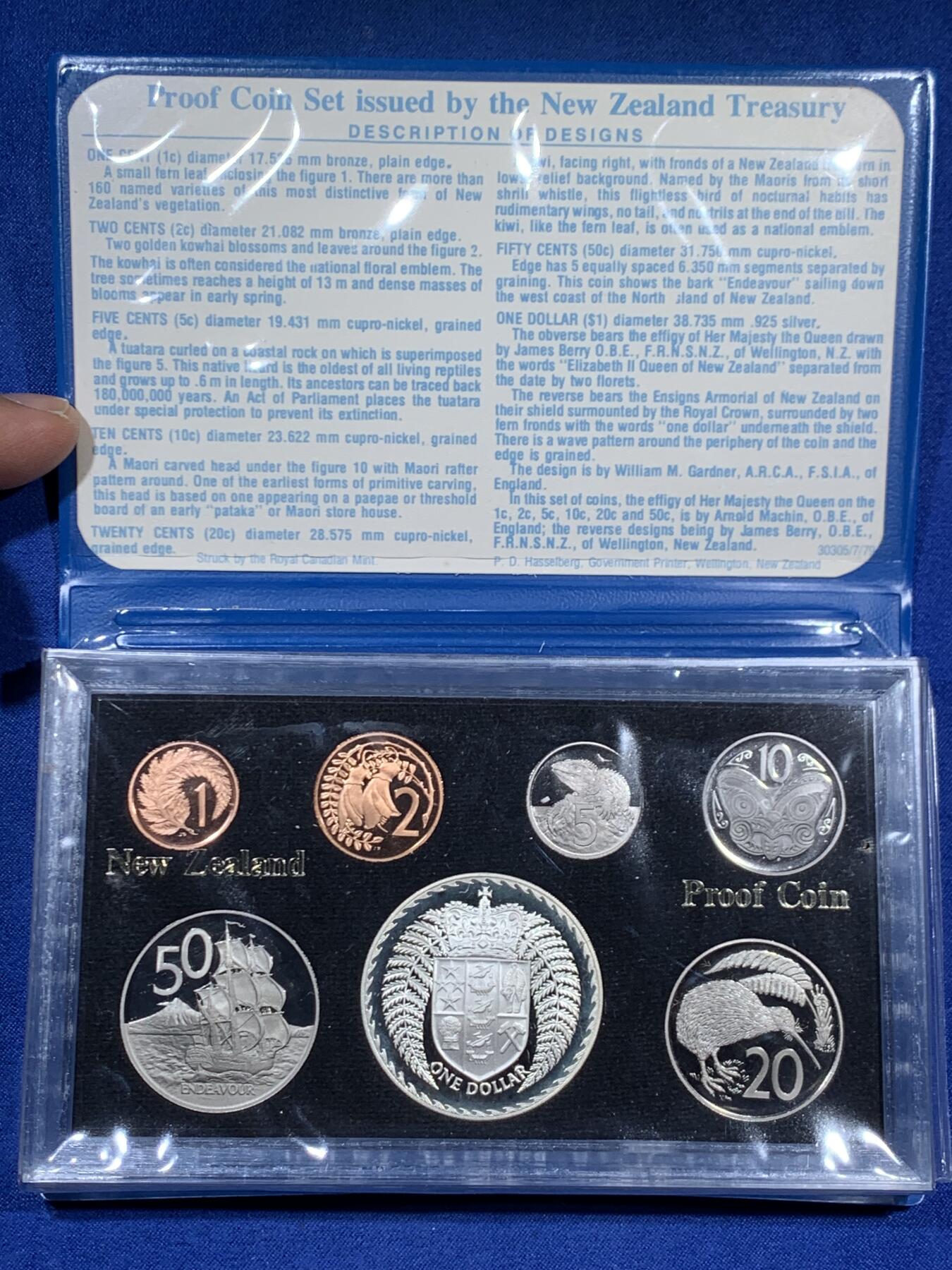 《竞宝斋》第460场 周日，周一，2场连拍 （全场包邮）欢迎送拍 新西兰1979年七枚装精制套币 含925大银币一枚