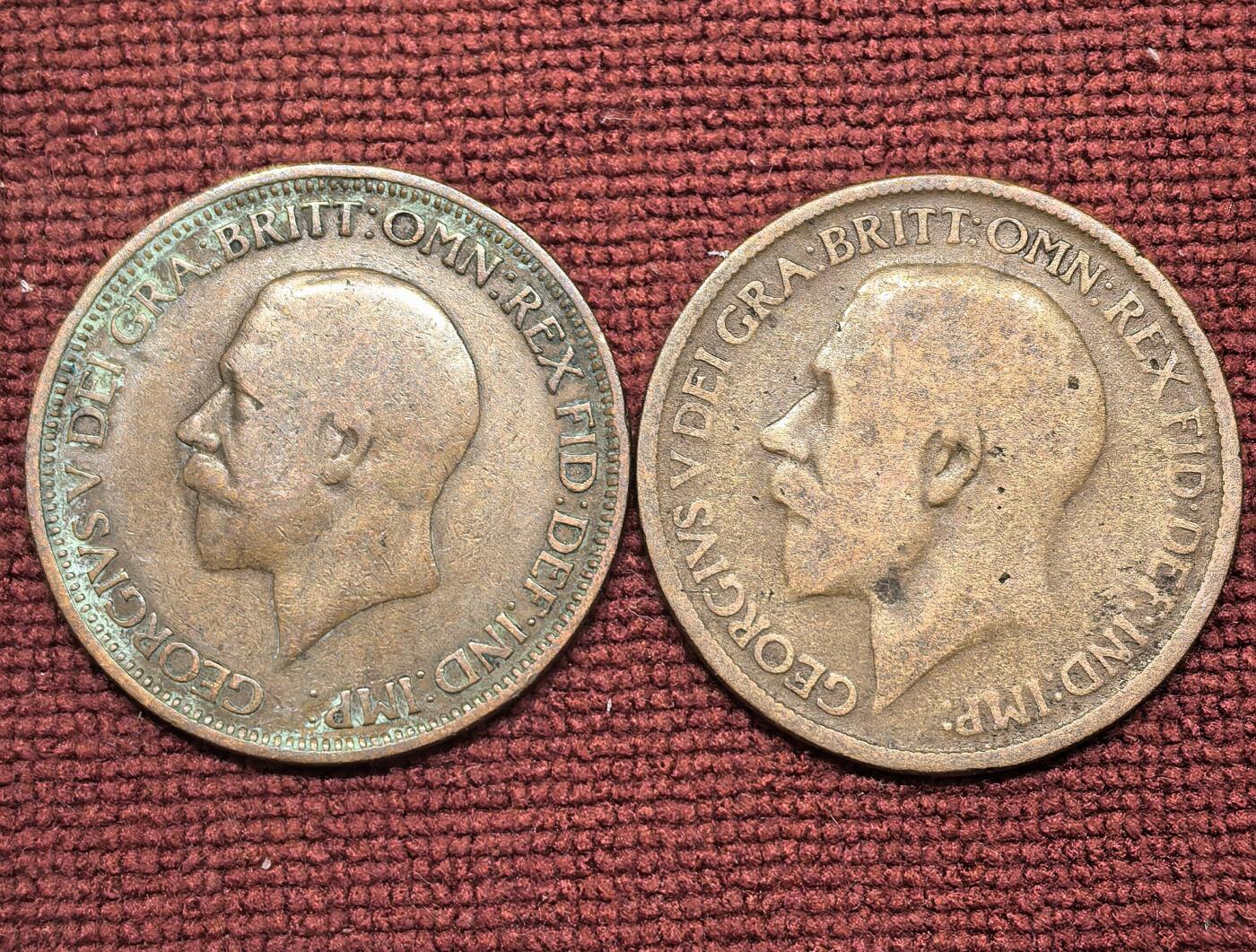 南宋泉阁俄币 外币 国币 专场第二十一期 【送拍无额外佣金】 英国 19xx/1931年 乔治五世1便士/半便士铜币一对 通货