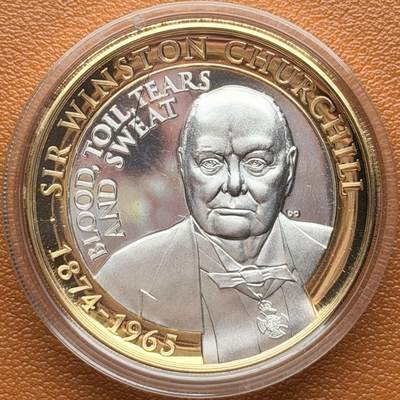 ＜星葵钱币社＞散币克朗场第68期·1月23日发货 - 直布罗陀2015年温斯顿·丘吉尔逝世50周年2镑克朗型镀金镀银纪念币