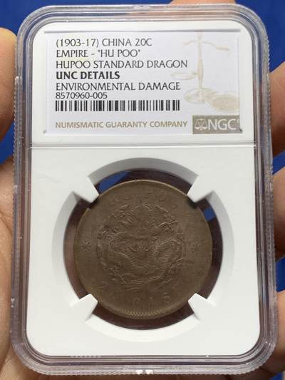 《竞宝斋》第460场 周日，周一，2场连拍 （全场包邮）欢迎送拍 - NGC UNCD 大清户部光绪二十文