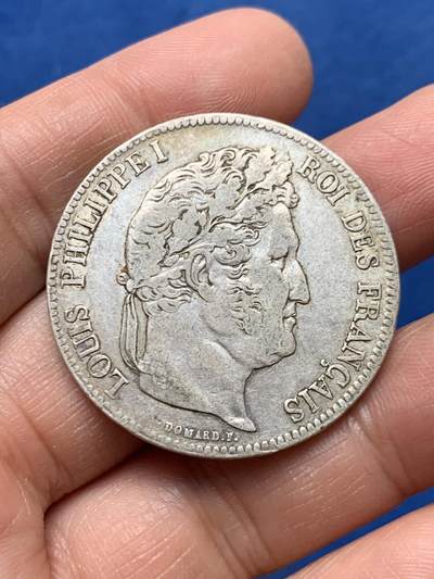 《竞宝斋》第460场 周日，周一，2场连拍 （全场包邮）欢迎送拍 - 法国1834年A版菲利普一世5法郎银币