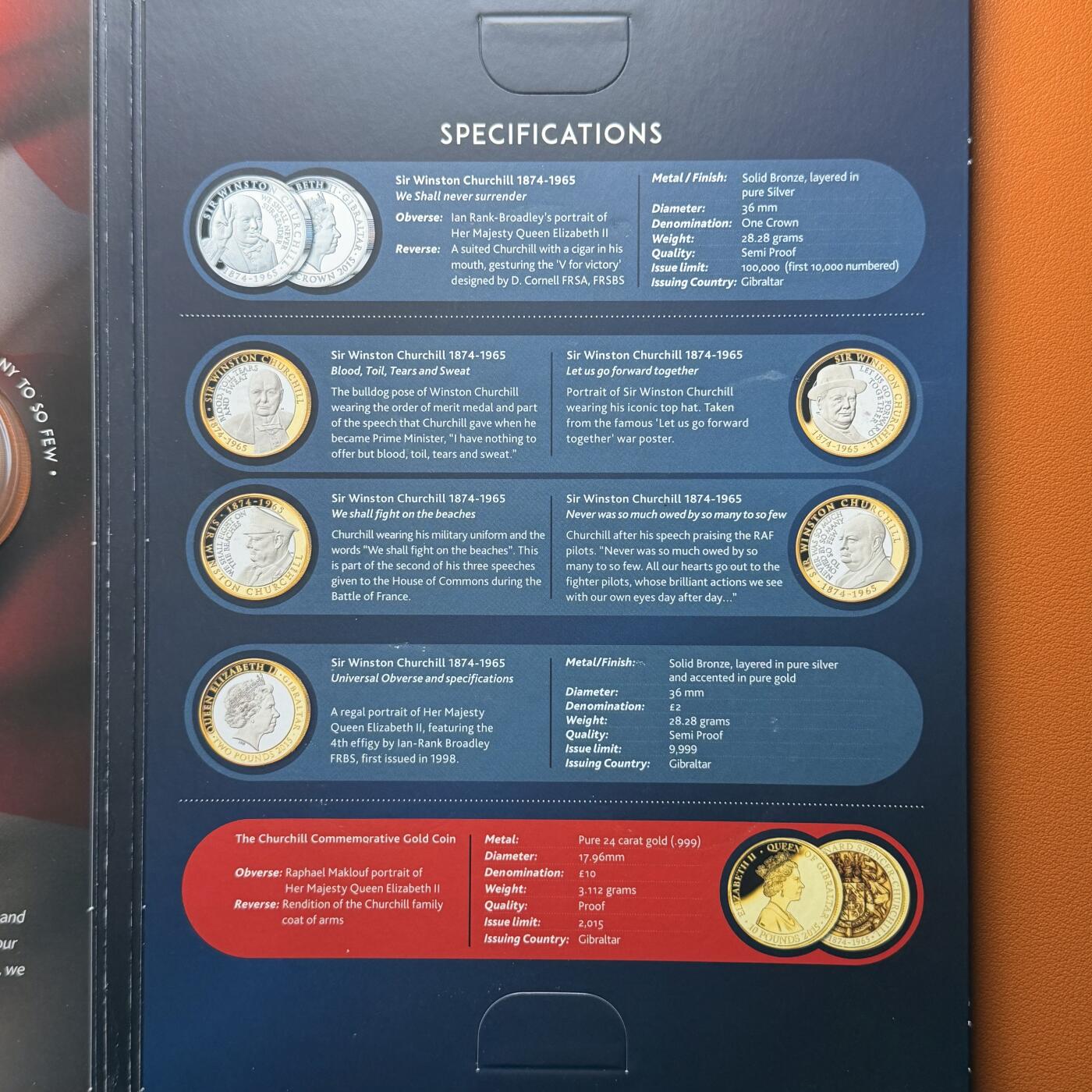 ＜星葵钱币社＞散币克朗场第68期·1月23日发货 〈勿拍·该系列克朗币中拍最多者将免费获取〉直布罗陀2015年温斯顿·丘吉尔爵士逝世50周年系列卡装纸盒册（空册不含纪念币）