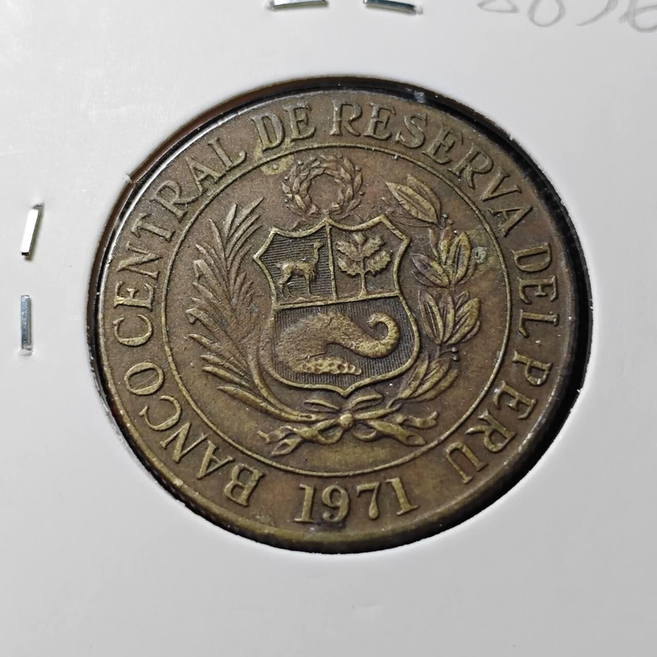 KK钱币收藏小铺  第388期  2月预留时间 周末发货  1971秘鲁1索尔羊驼铜币