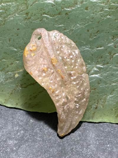 精美亚光战国红玛瑙手工雕刻树叶吊坠（卡子)一个 - 精美亚光战国红玛瑙手工雕刻树叶吊坠（卡子)一个