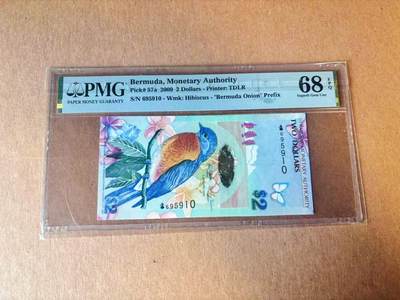 【Blue Auction】世界纸币精拍第777期——18级TOP拍卖/信誉/品质/专业/高效💫 - 【洋葱冠 无47 获奖钞】百慕大 2009年2元 蓝鸟 PMG68EPQ 高分