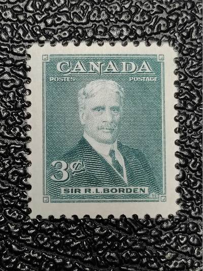 洪涛臻品批发群 精选邮票限时拍卖第1234期  - 加拿大1952年 一战中的加拿大第八任总理罗伯特·莱尔德·博登 新票, 精美雕刻版, 原胶完美润亮 相当难得的品相, 漂亮！ 【其肖像印于加拿大一百元钞票上】