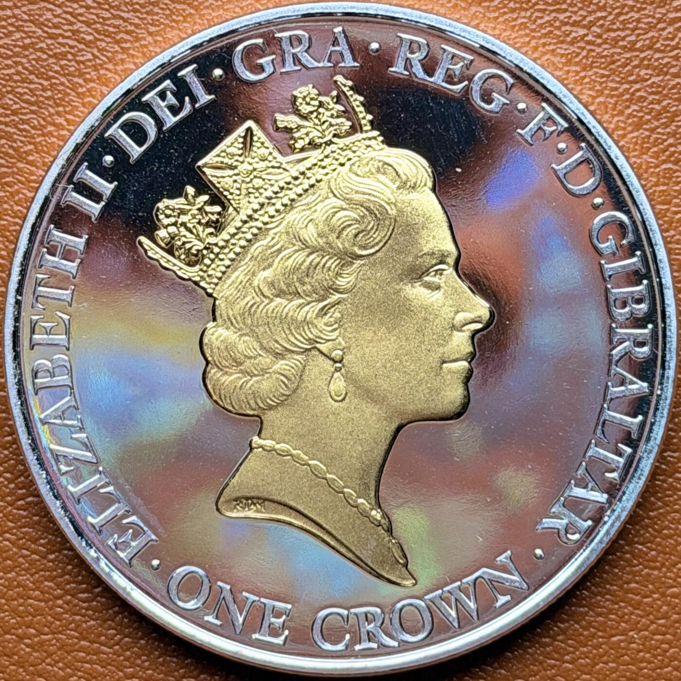 ＜星葵钱币社＞散币克朗场第68期·1月23日发货 直布罗陀2016年女王诞辰90周年·中年1克朗镀银金墨纪念币