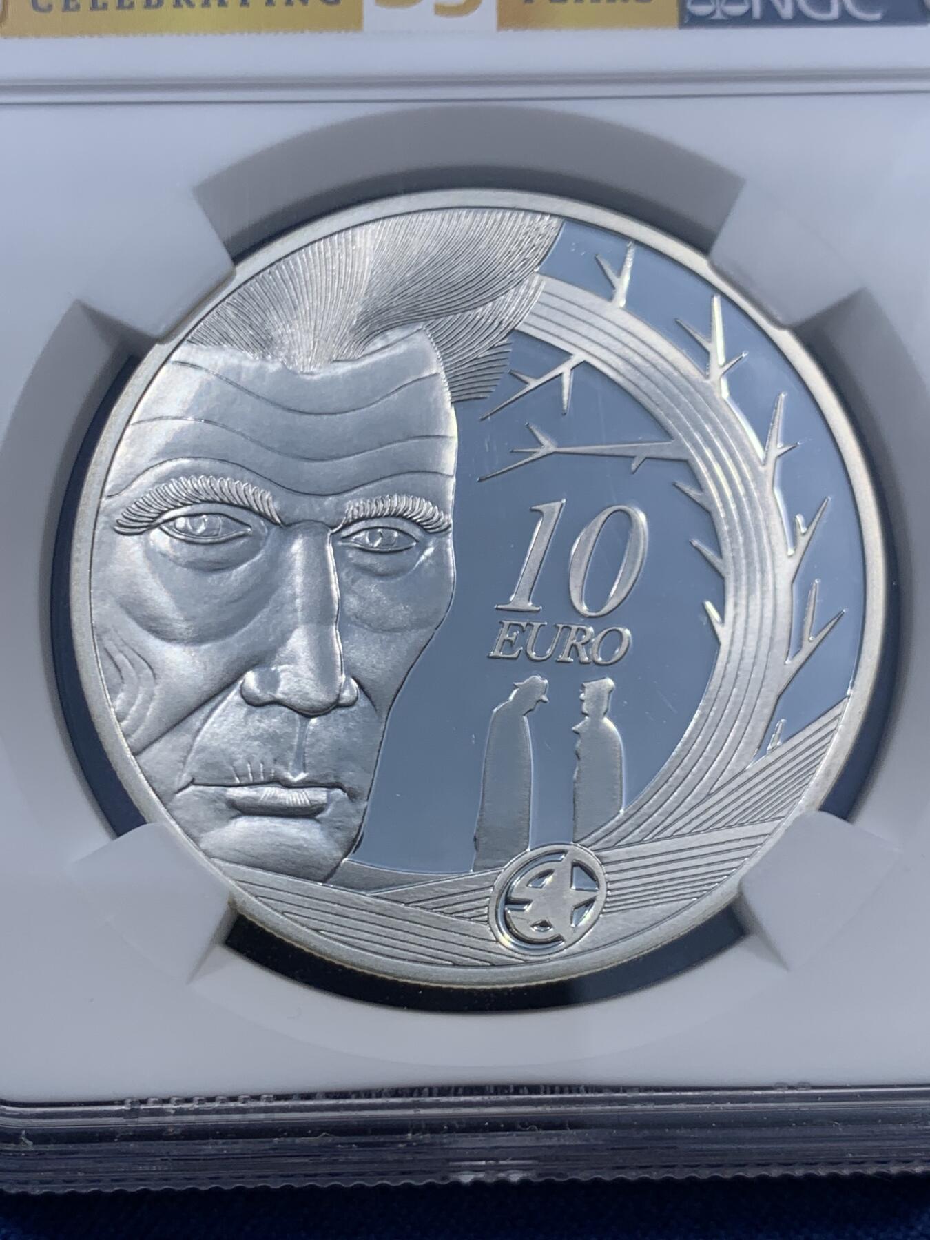 《竞宝斋》第460场 周日，周一，2场连拍 （全场包邮）欢迎送拍 NGC PF69UC 2006年爱尔兰诺贝尔文学奖获得者之荒诞戏剧作家贝克特10欧银币