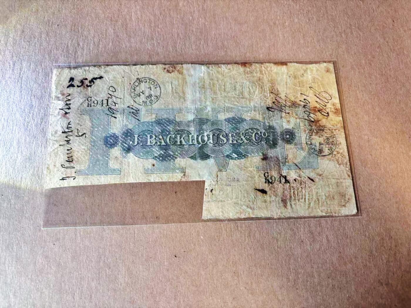 【Blue Auction】世界纸币精拍第777期——18级TOP拍卖/信誉/品质/专业/高效💫 英国达林顿银行1887年5镑 田园风光 有水印 使用剪角 后被巴克莱银行并购 品相如图