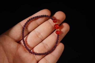 上海都达杂项专场十六（全场包邮） - 天然石榴石玛瑙手链 附鉴定证书86-313