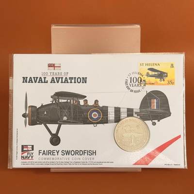 ＜星葵钱币社＞散币克朗场第68期·1月23日发货 - 〈邮币封〉直布罗陀2009年海军航空兵百年史·费尔雷剑鱼1克朗纪念币