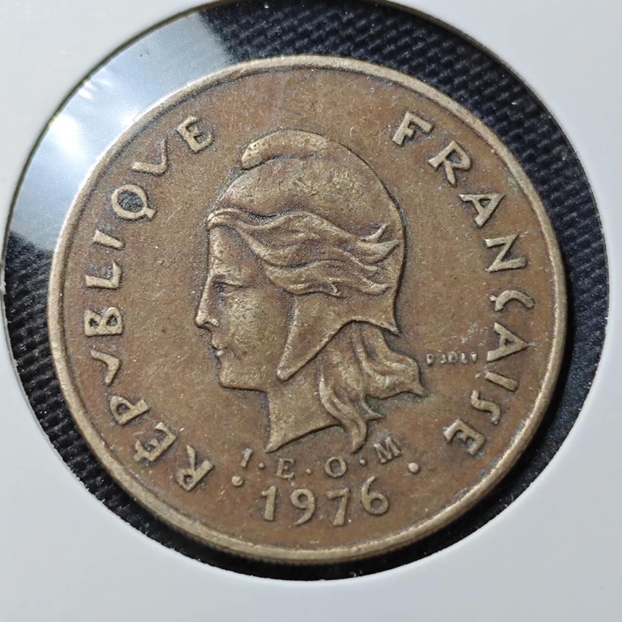 KK钱币收藏小铺  第388期  2月预留时间 周末发货  1976法属波利尼西亚100法郎