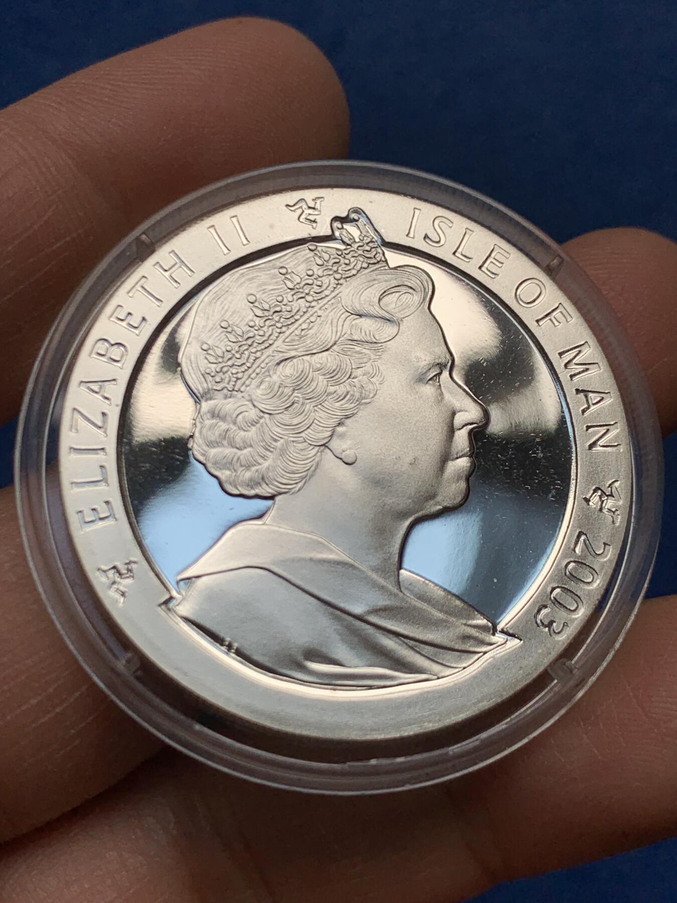 《竞宝斋》第460场 周日，周一，2场连拍 （全场包邮）欢迎送拍 马恩岛2003年雅典奥运会-风帆冲浪1克朗精制银币 925银 28.3克