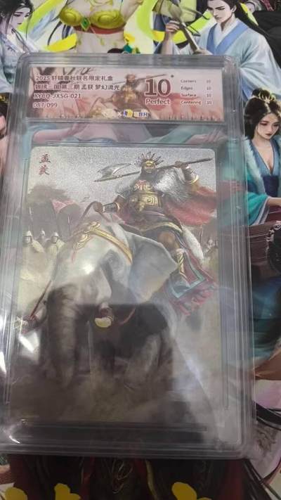 春节前倒数第三场！！龙虎卡牌-七三场（满200元包邮，无佣金，每周六结拍，欢迎送拍） - 【10⭐ 编号87】粗闪评级卡 轩辕春秋 锦绣三国三弹 - 孟获 爆金