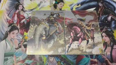 春节前倒数第三场！！龙虎卡牌-七三场（满200元包邮，无佣金，每周六结拍，欢迎送拍） - 半粗2张 轩辕春秋 锦绣三国三弹 孟获&祝融 双拼 