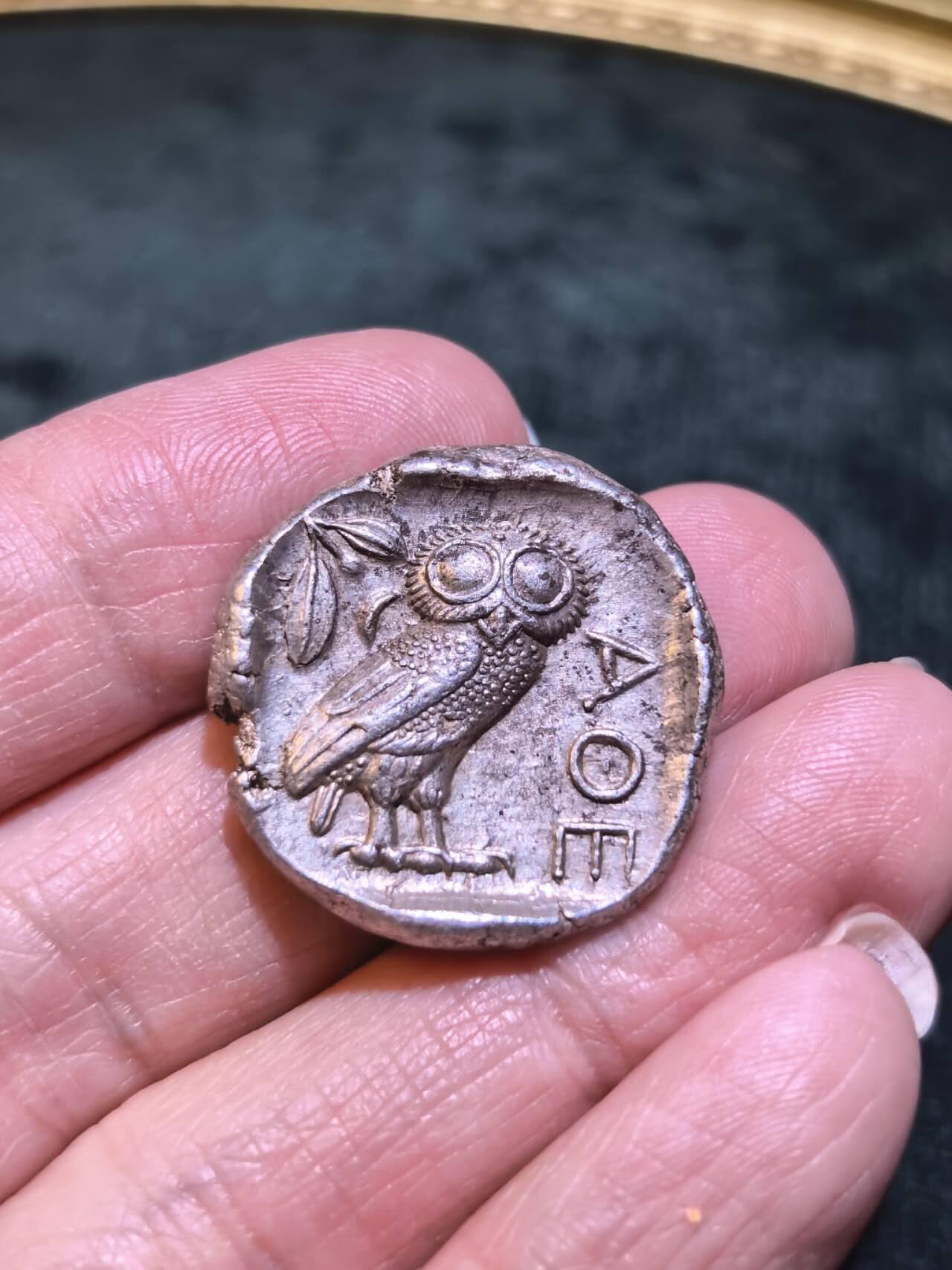 雅典娜猫头鹰古希腊银币