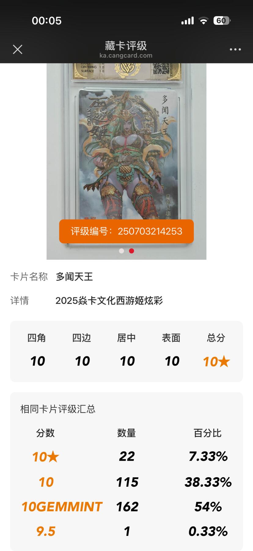 卡牌发烧友第25期，随单带裸卡，进群抢包邮红包（持续收拍品，每周日晚23:00截拍，新年第一场，福利放送，全场邮费8元，多的我补） 【10星卡】焱卡文化 西游姬第三弹 多闻天王 炫彩 10星 仅22张