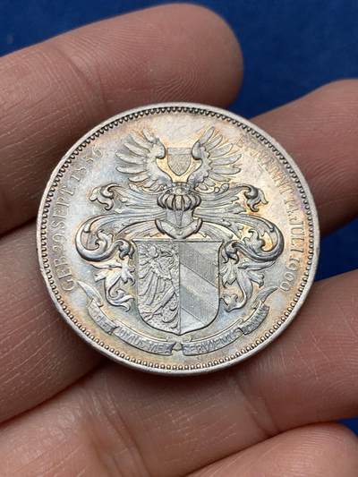 《竞宝斋》第460场 周日，周一，2场连拍 （全场包邮）欢迎送拍 - 1909年德国特奥巴登·冯·贝特曼·霍尔维格被任命为德帝国首相银章，32mm，17.67g