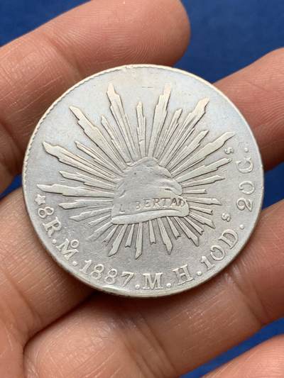 《竞宝斋》第460场 周日，周一，2场连拍 （全场包邮）欢迎送拍 - 墨西哥1887年花边鹰洋8里亚尔银币