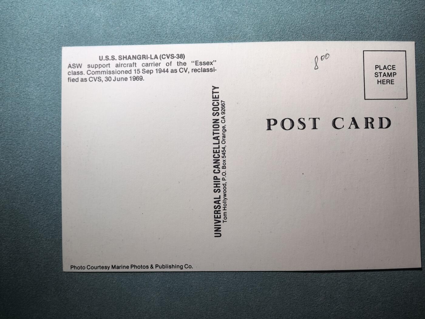 盛世勋华——号角文化勋章邮票专场拍卖第300期 美国冷战时期军舰专题明信片 香格里拉号航母