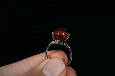 上海都达杂项专场四十八【全场包邮】  红玛瑙圆珠蛋面戒指86-250
