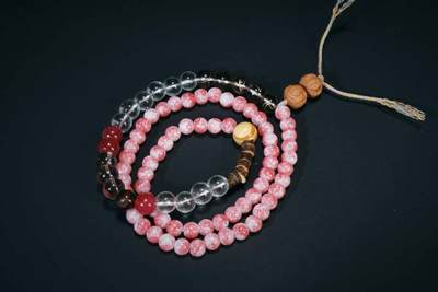 上海都达杂项专场三（全场包邮） - 粉琉璃双拼色多圈手链307