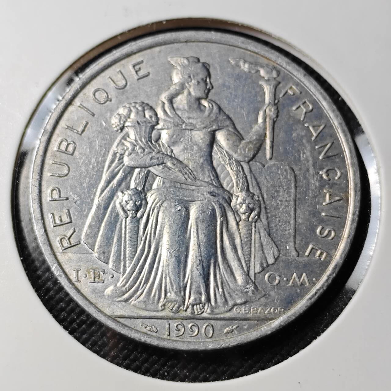 KK钱币收藏小铺  第388期  2月预留时间 周末发货  1990法属波利尼西亚5法郎