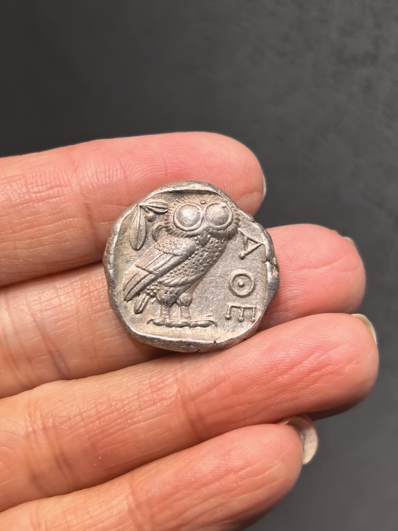 古希腊雅典娜猫头鹰四德古币