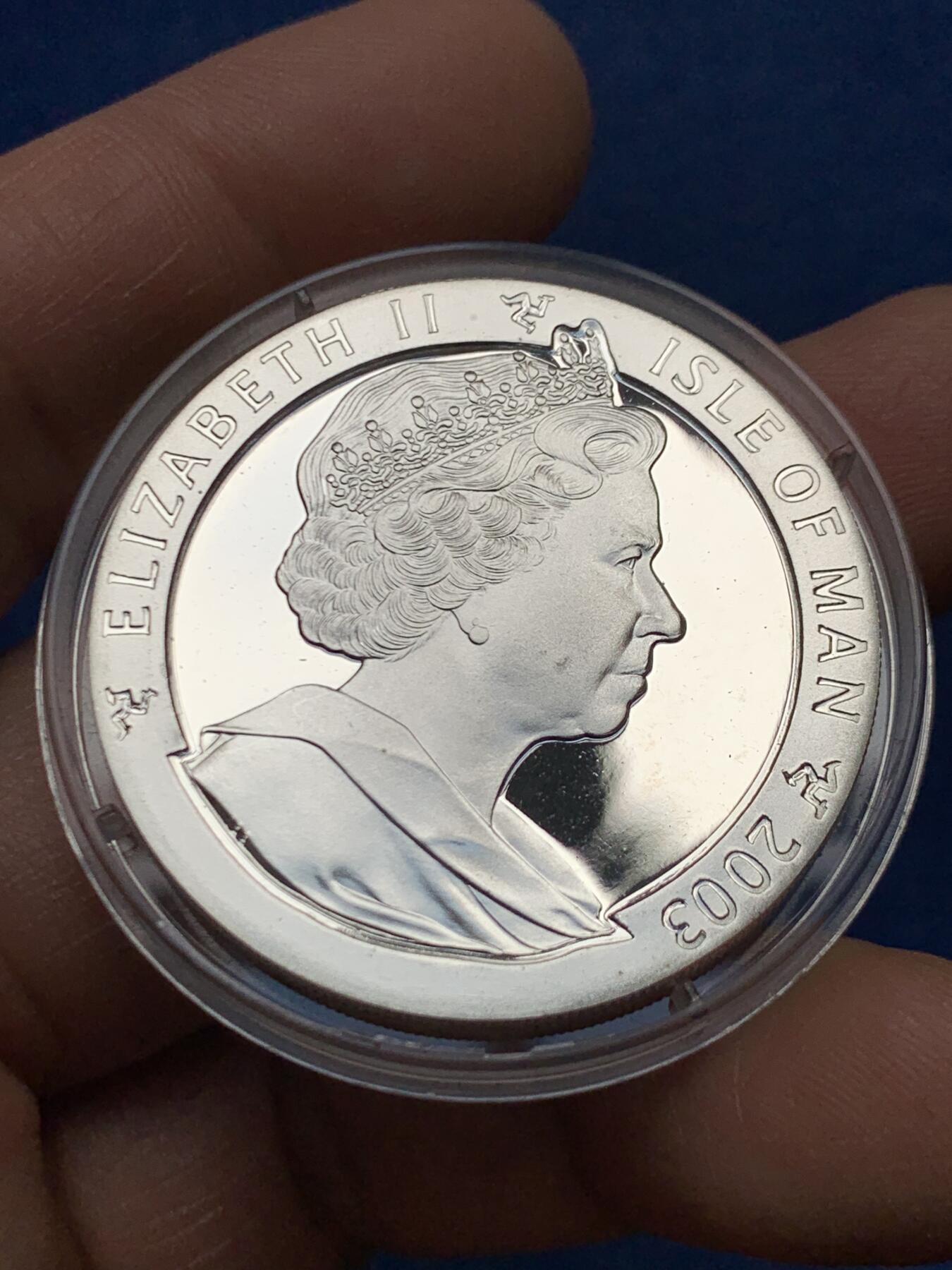 《竞宝斋》第460场 周日，周一，2场连拍 （全场包邮）欢迎送拍 马恩岛2003年雅典奥运会-风帆冲浪1克朗精制银币 925银 28.3克