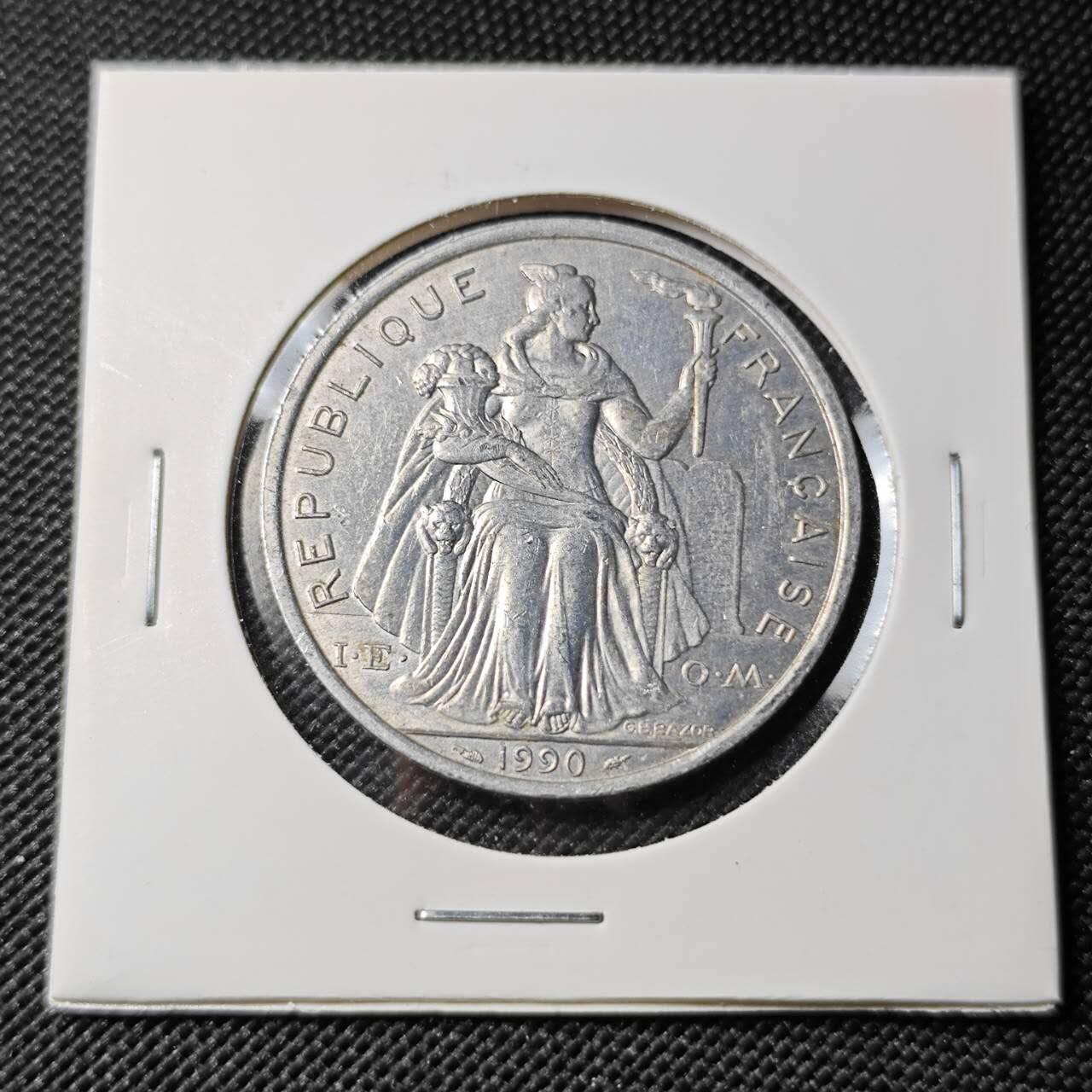 KK钱币收藏小铺  第388期  2月预留时间 周末发货  1990法属波利尼西亚5法郎