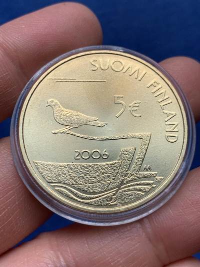 《竞宝斋》第460场 周日，周一，2场连拍 （全场包邮）欢迎送拍 - 芬兰2006年奥兰群岛非军事化5欧元纪念币 全新品相