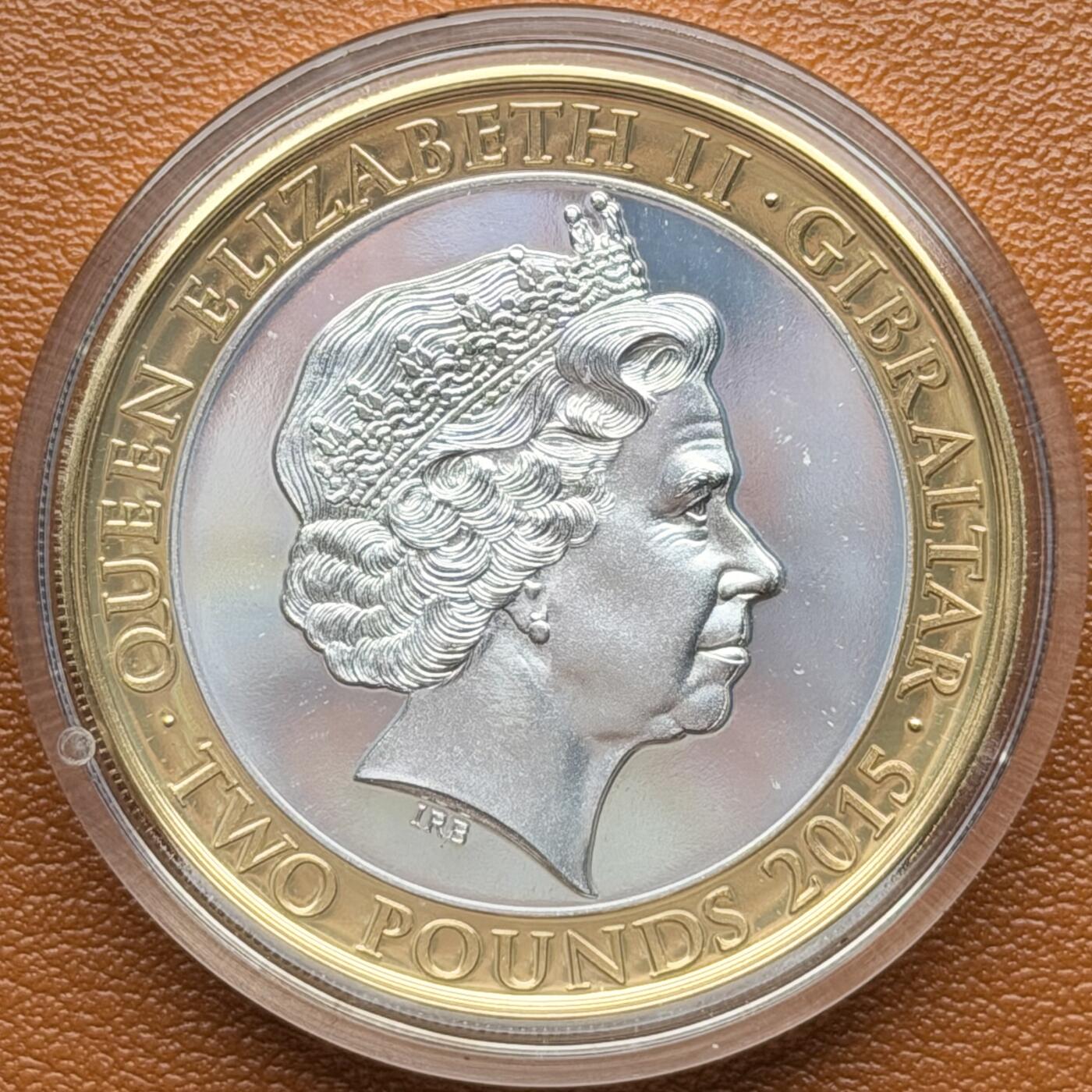 ＜星葵钱币社＞散币克朗场第68期·1月23日发货 直布罗陀2015年温斯顿·丘吉尔逝世50周年2镑克朗型镀金镀银纪念币