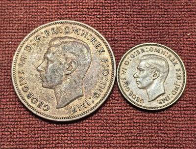 南宋泉阁俄币 外币 国币 专场第二十一期 【送拍无额外佣金】 - 英国 1945/1948年 乔治六世1便士/1法新铜币一对好品 字口不错