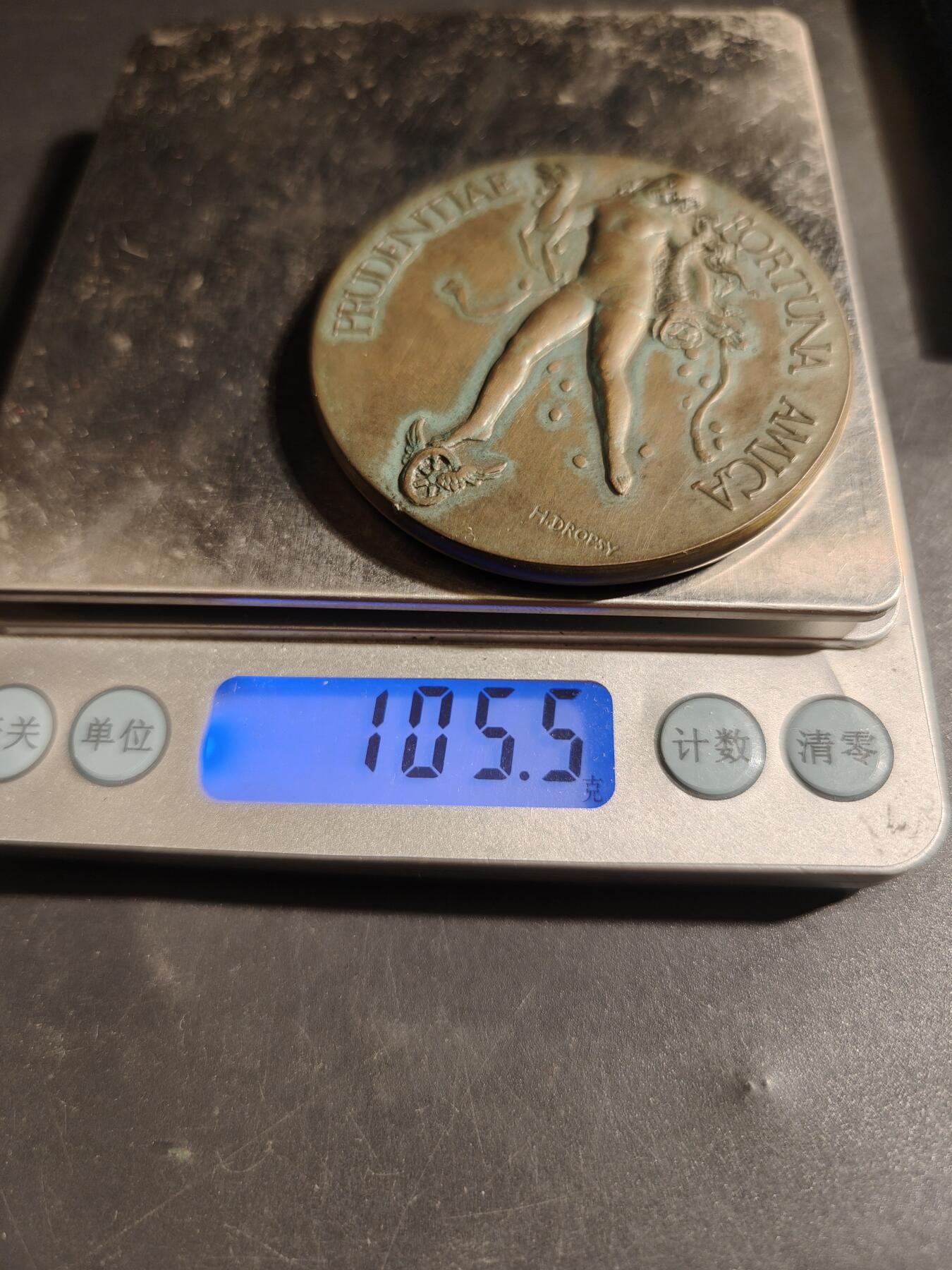 老王徽章第178期 法国工商信贷银行成立百年大铜章      原盒     大师Dropsy作品     直径59mm     重量105.5g