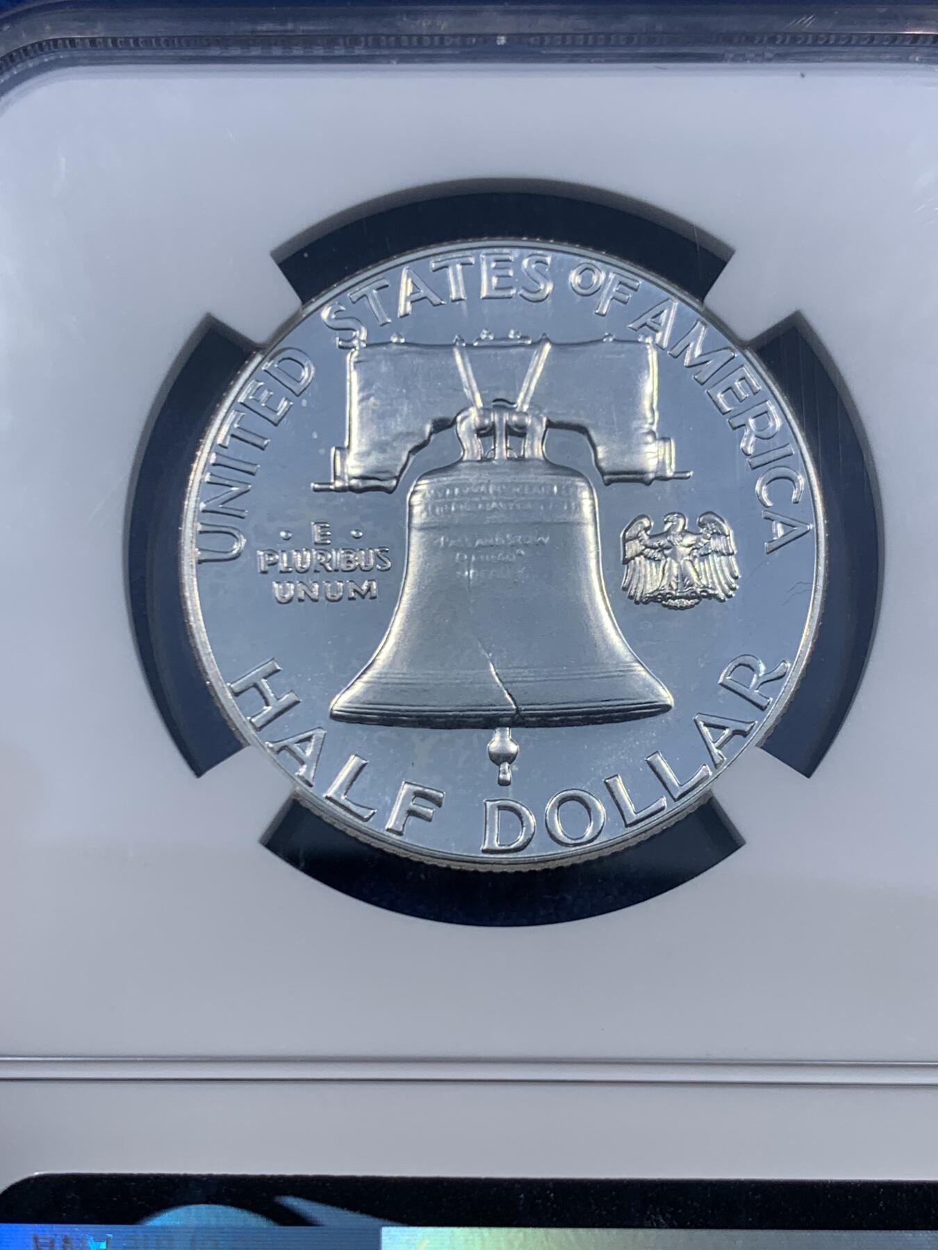 《竞宝斋》第460场 周日，周一，2场连拍 （全场包邮）欢迎送拍 NGC PF66 美国1960年富兰克林50美分银币，高分。