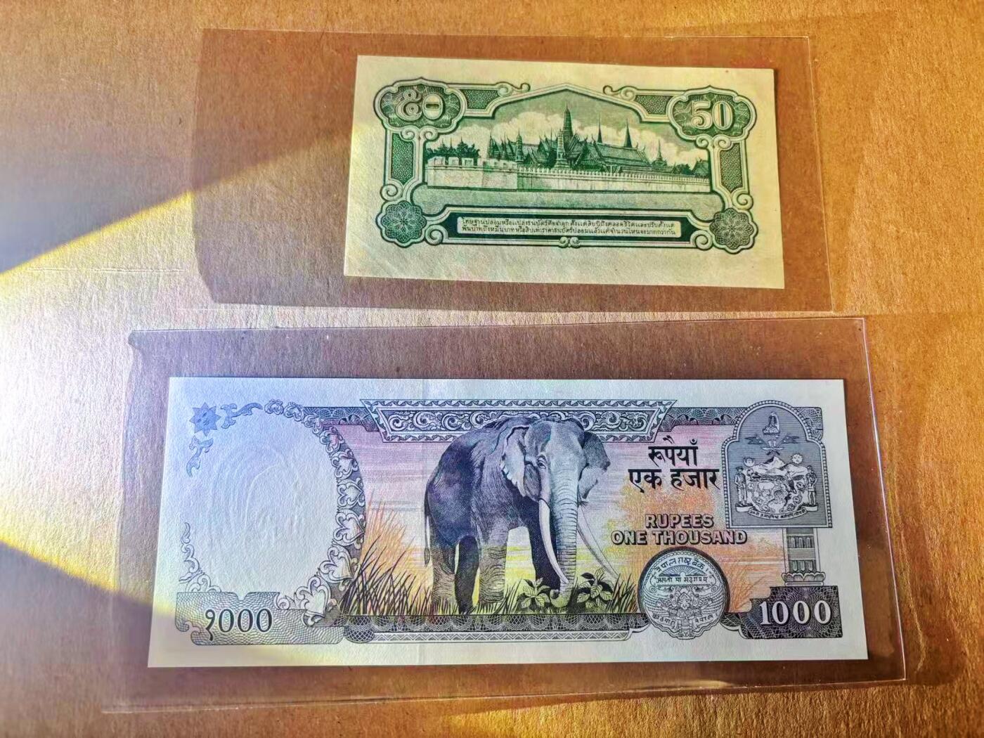 【Blue Auction】世界纸币精拍第777期——18级TOP拍卖/信誉/品质/专业/高效💫 【一组2张】尼泊尔 1000卢比 全新UNC&泰国 小国王 半铢 UNC-