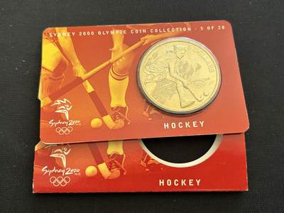 咖啡豆•收藏 2025年Jan_26th世界各国硬币银币拍卖 - 2000年澳大利亚悉尼奥运会卡装纪念铜币5元-曲棍球