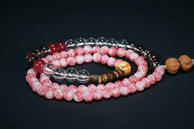 上海都达杂项专场三十四【年后发货全场包邮】  粉琉璃双拼色多圈手链307