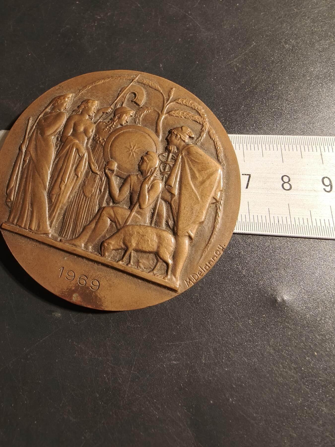 老王徽章第178期 法国养殖动物协会联合会大铜章     原盒      直径68mm    重量146.8g