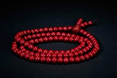 上海都达杂项专场三十四【年后发货全场包邮】  天然朱砂0.6圆珠多圈手串86-128