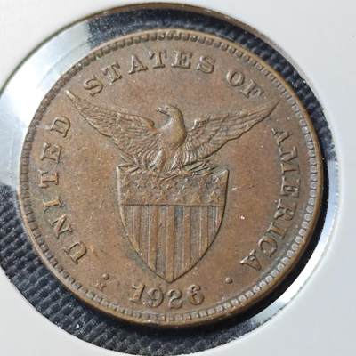 KK钱币收藏小铺  第388期  2月预留时间 周末发货 -  1926美属菲律宾1分铜币