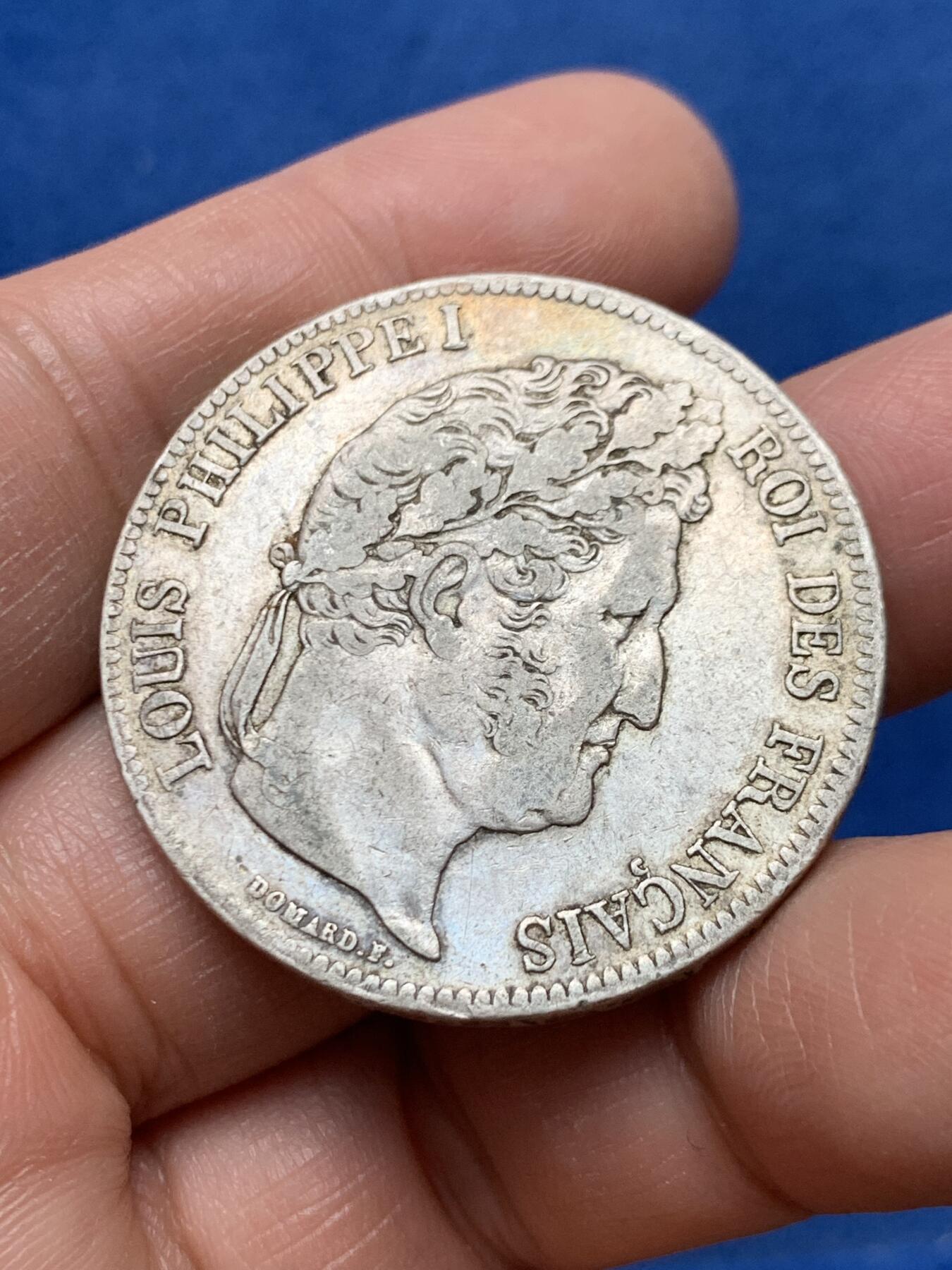 《竞宝斋》第460场 周日，周一，2场连拍 （全场包邮）欢迎送拍 法国1834年A版菲利普一世5法郎银币