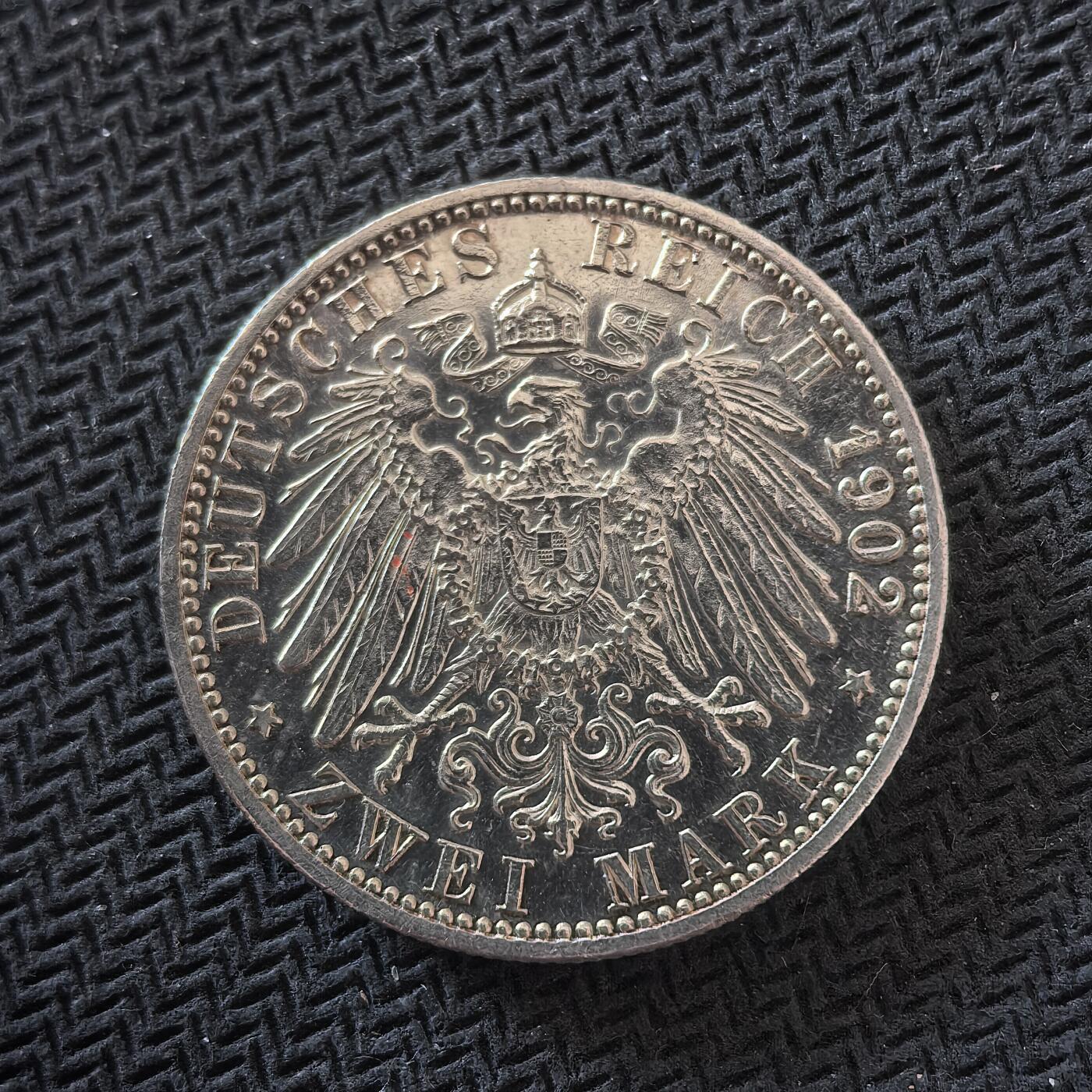 道一币馆币章第一百六十四场 普鲁士德国1902年巴登王弗里德里希在位50周年2马克银币  11.1g 900s