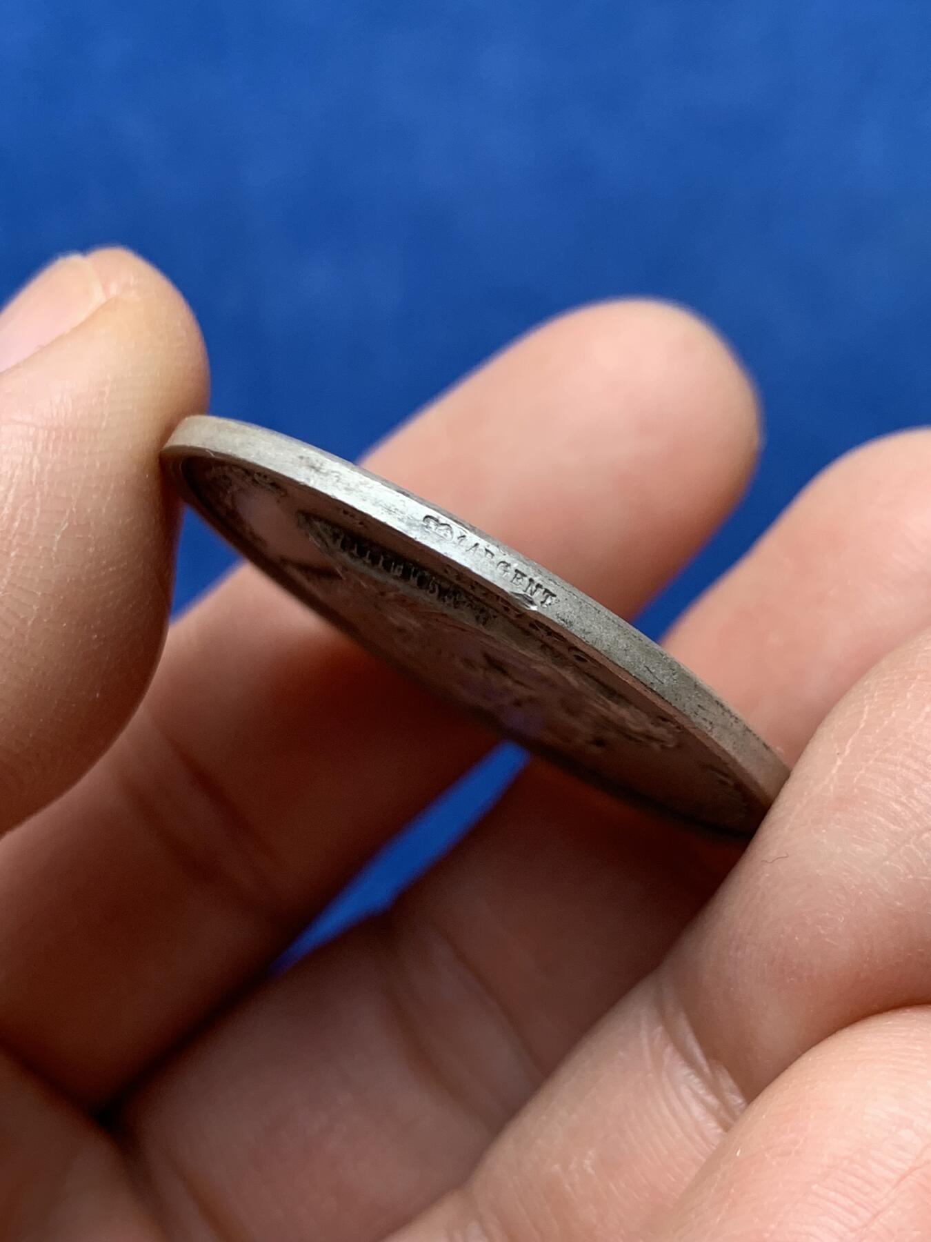 《竞宝斋》第460场 周日，周一，2场连拍 （全场包邮）欢迎送拍 法国里昂市立医院总理事会银章 丰饶角1银标 16.8克 34.8mm