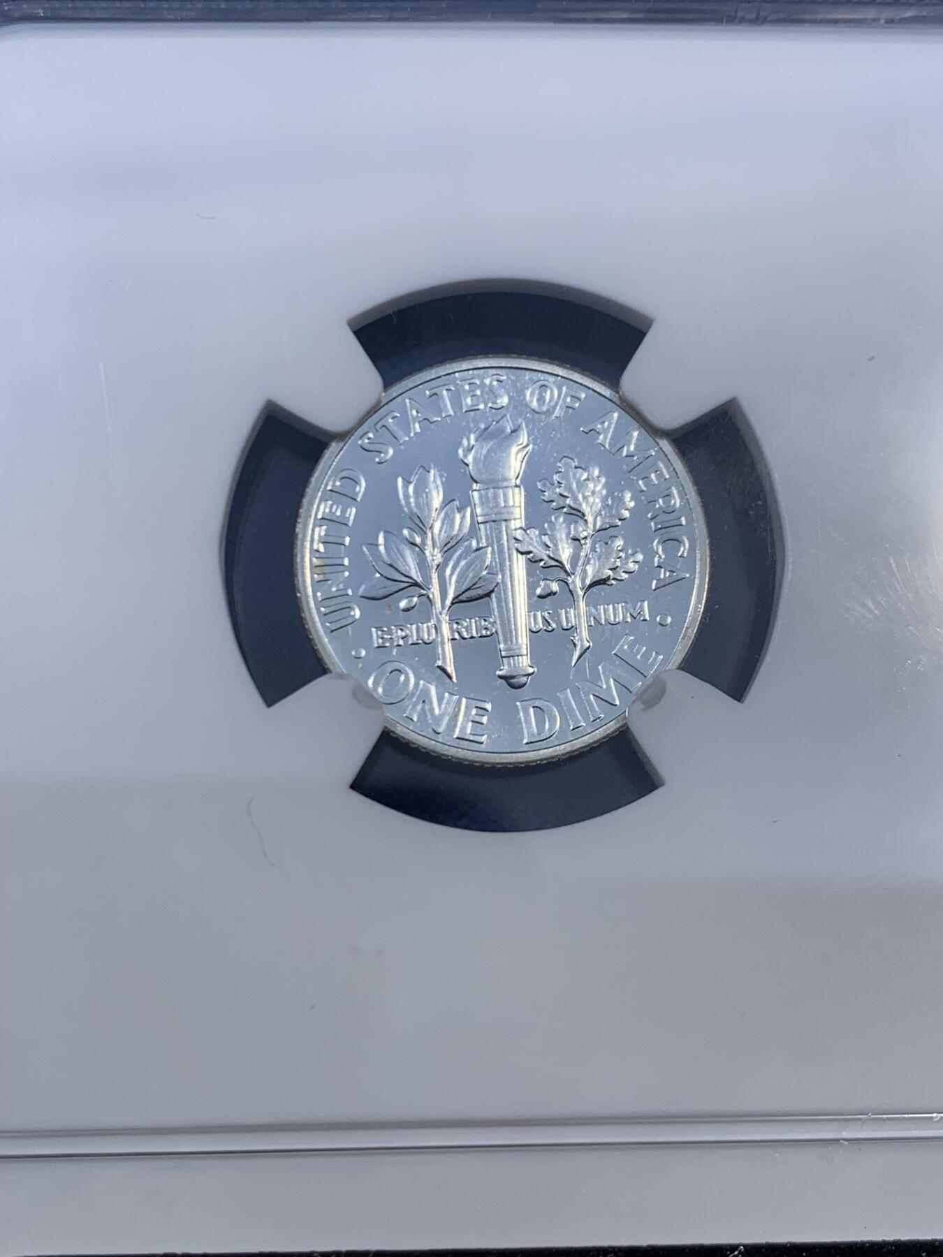 《竞宝斋》第460场 周日，周一，2场连拍 （全场包邮）欢迎送拍 NGC PF67 美国1960年罗斯福10美分银币，少见早期精制版本，高分