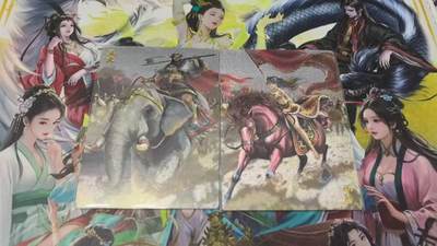 春节前倒数第三场！！龙虎卡牌-七三场（满200元包邮，无佣金，每周六结拍，欢迎送拍） - 全粗2张 轩辕春秋 锦绣三国三弹 孟获&祝融 双拼