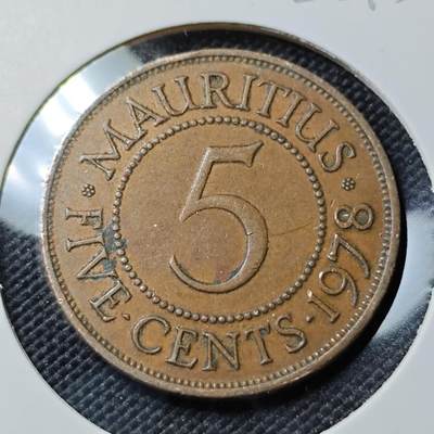 KK钱币收藏小铺  第388期  2月预留时间 周末发货 -  1978英属毛里求斯5分铜币