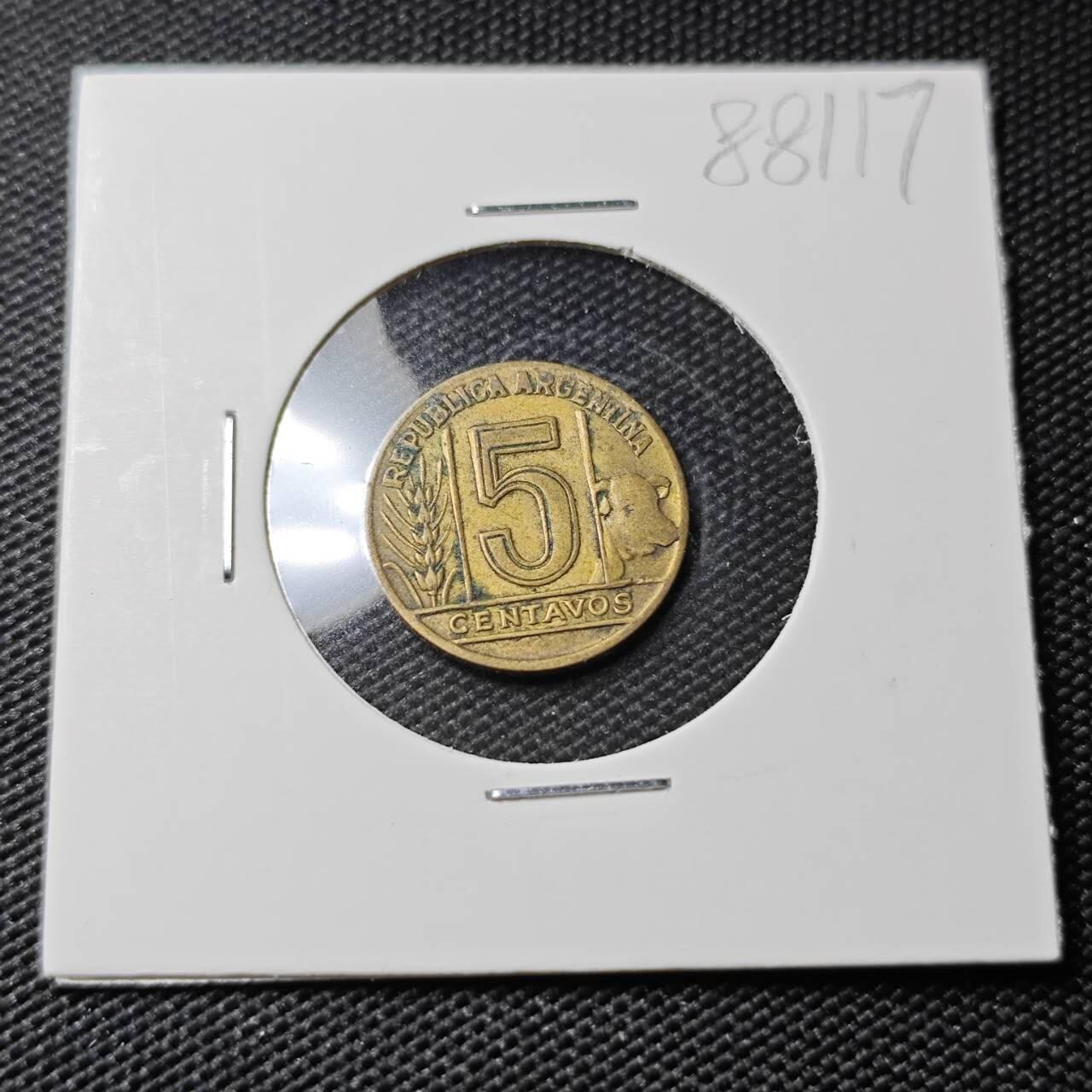 KK钱币收藏小铺  第388期  2月预留时间 周末发货  阿根廷5分铜币