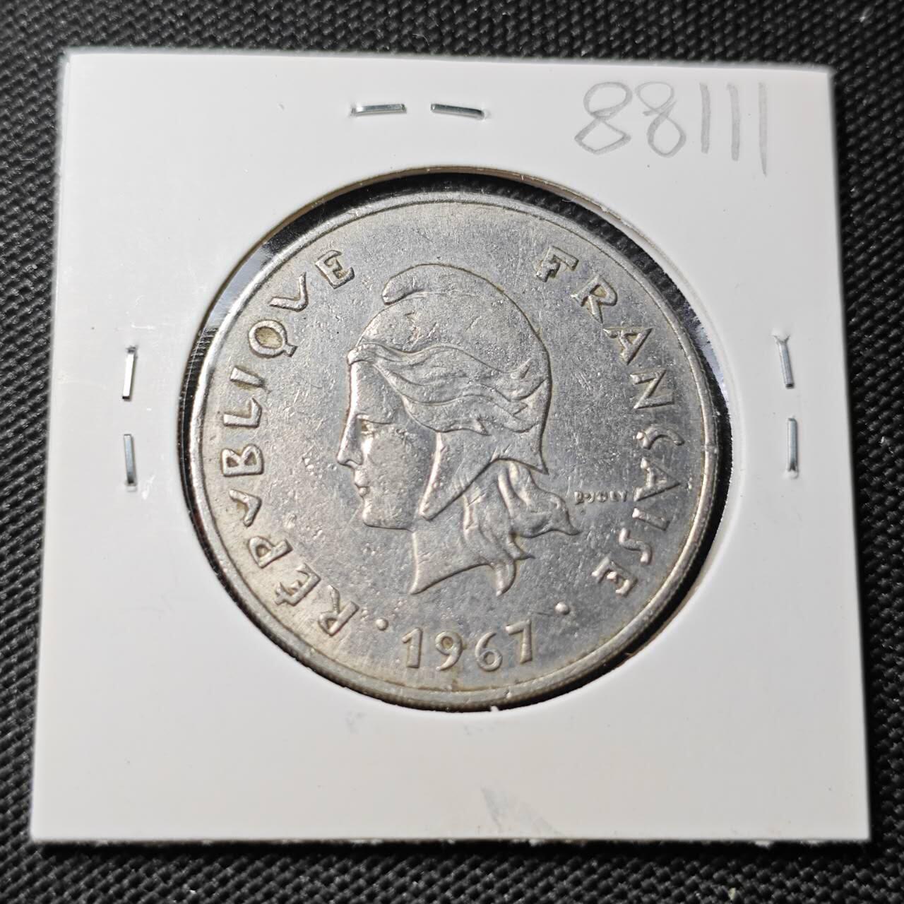 KK钱币收藏小铺  第388期  2月预留时间 周末发货  1967法属波利尼西亚50法郎